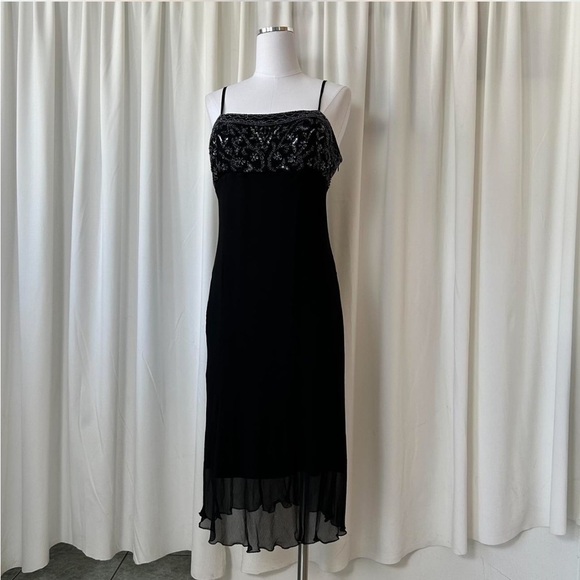 Vintage 1990s Sténay beaded 2 piece 100% Silk evening Dress size 14. - Picture 3 of 8
